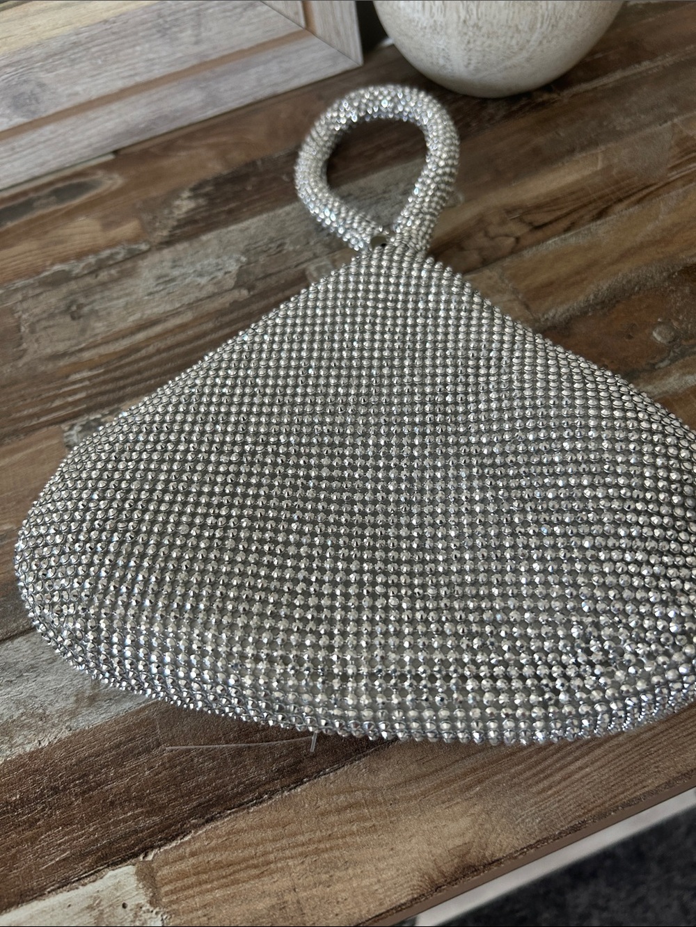 Jessica McClintock Silver Crystal Wristlet Clutch